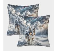 HLXZMCVBT Collie frontière Taie d'oreiller 100% Microfibre Anallergique avec Fermeture Éclair Mignon Soft & Comfortable 2 Pièces pour Canapé Salon Chambre Chaise Jardin Maison Décoration 40x40cm