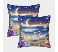 HLXZMCVBT Cygne Taies d'oreiller 100% Microfibre Anallergique avec Fermeture Éclair Belle Soft & Comfortable 2 Pièces pour Sofa Canapé Chambre Auto Chaise Domicile Décor 45x45cm