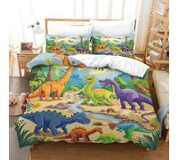 HLXZMCVBT Dinosauresimprimée en 3D Housse De Couette Dinosaures Microfibre Brossée Ensemble De Literie avec Fermeture Éclair Taie d'oreiller Adultes Enfants Filles Double（200x200cm）