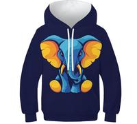 HLXZMCVBT Elephant Garçon Fille Hoodies 3D Motif de Dessin animé Animal Sweatshirts Poche Manche Longue Années 7-9Y