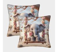 HLXZMCVBT éléphant Housse De Coussin 100% Microfibre Anallergique avec Fermeture Éclair intéressant Soft & Comfortable pour Canapé Salon Chambre Chaise Jardin Maison Décoration 50x50cm