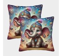HLXZMCVBT éléphant Housse De Coussin Court Peluche Carré Taie d'oreiller avec Fermeture Éclair intéressant Soft & Comfortable pour Canapé Salon Chambre Chaise Jardin Maison Décoration 45x45cm