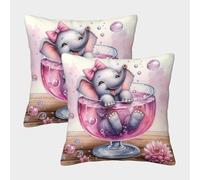 HLXZMCVBT éléphant Housse De Coussin Velours avec Fermeture Éclair intéressant Soft & Comfortable Paire De Taies d'oreiller pour Canapé Salon Chambre Chaise Jardin Maison Décoration 40x40cm