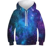 HLXZMCVBT étoile Brillante Garçon Fille Hoodies Impression 3D Mignon Manches Longues Poche Capuche Pull pour 13-15Y