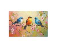 HLXZMCVBT Fleurs oiseaux Art Toile Murale Abstraite, Toile Image Sur, Impression Sur Toile,d'Œuvres D'art Pour À Domicile Décoration Moderne 12x18inch(30x45cm)
