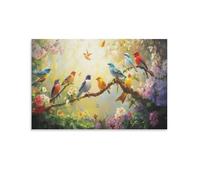 HLXZMCVBT Fleurs oiseaux Impression Sur Toile De Peintures， Toile Image Peinture Tableaux De La，Impression Ouvrages D'art Decoration Murale Chambre Salle De Bain Cuisine 20x30inch(50x75cm)