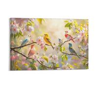 HLXZMCVBT Fleurs oiseaux Impression Sur Toile De Peintures， Toile Image Peinture Tableaux De La，Impression Ouvrages D'art Decoration Murale Chambre Salle De Bain Cuisine 08x12inch(20x30cm)