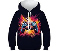 HLXZMCVBT Game Console Unisexe pour Enfant avec Hoodies Impression 3D Drôle Sweat Poche Pullover À Capuche pour 10-12Y