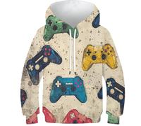 HLXZMCVBT Game Garçon Fille Sweat À Capuche 3D Nouveauté Sweat Poche Pullover À Capuche pour 10-12Y
