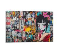 HLXZMCVBT Graffiti japonais Art Toile Murale Abstraite,Comics pour filles Toile Image Sur,d'œuvres D'art Pour Œuvre D'art Moderne Pour Décoration Murale 12x18inch(30x45cm)