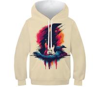HLXZMCVBT Guitar Garçon Fille Sweat Shirt À Capuche 3D Drôle Sweatshirts Poche Manche Longue Années 10-12Y