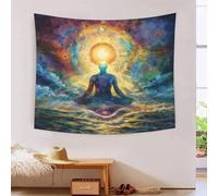 HLXZMCVBT Image du Bouddha 3D Effet Tapisserie Décoration Murale Tapisserie Murales Décoration Murale En Tissu Pour La Chambre À Coucher Le Salon Le Dortoir Tenture Murale 180cmx230cm