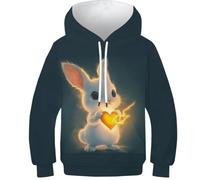 HLXZMCVBT Lapin Unisexe pour Enfant avec Hoodies 3D Drôle Manches Longues Poche Capuche Pull pour 9-11Y