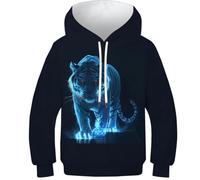 HLXZMCVBT Le Tigre Garçon Fille Sweat Shirt À Capuche 3D Intéressant Manches Longues Poche Capuche Pull pour 6-7Y