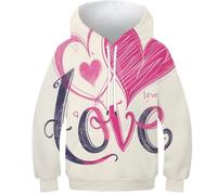 HLXZMCVBT Love Unisexe pour Enfant avec Sweat Shirt À Capuche 3D Sweatshirts Poche Manche Longue Années 13-15Y