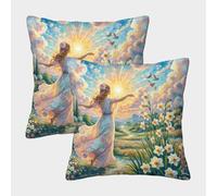 HLXZMCVBT Narcisse Taie d'oreiller 100% Microfibre Anallergique avec Fermeture Éclair Belle Soft & Comfortable 2 Pièces pour Sofa Canapé Chambre Auto Chaise Domicile Décor 45x45cm