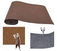 HLYICRQ Cat Scratching Mat, Trimmable Self-Adhesive Carpet Mat Pad, Cat Carpet Replacement for Cat Tree, Cat Scratch Furniture Protector Couch (M,Brown)