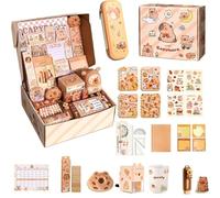 HLYICRQ Cute Capybara Pencil Case, Portable Stationery Storage Box for Kids, Wide-Mouth Pencil Bag, Transparent Kids Bag with Stickers (A)