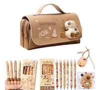 HLYICRQ Ensemble de Papeterie Capybara, Trousse Capybara avec Papeterie Incluse, Jouet à Presser Capybara, Adorable Ensemble de Papeterie Capybara pour Enfants