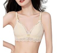 HLYLDL Soutien-Gorge en Dentelle pour Femmes Bralettes triangulaires rembourrées sans Fil pour Femmes Scallop Lace Plunge V Neck Soutiens-Gorge
