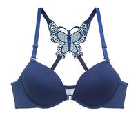 HLYLDL Soutien-gorge push-up sans coutures avec fermeture avant et armatures pour femme, bleu, 70A