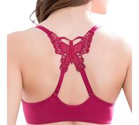 HLYLDL Soutien-gorge push-up sans coutures avec fermeture avant et armatures pour femme, rouge, 70A