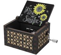 HLZK Boîte à musique antique en bois gravé « You are My Sunshine Sunshine » - Cadeau pour enfants/amis/amoureux/mère, Saint-Valentin, anniversaire, Noël - Noir - B