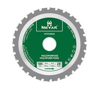 HM Circular Saw Blade 185 x 30 mm for Wood,Metal,AluminiumMulti-Material Saw Blade 185 mm 28 Teeth for Steel30 mm Reduction Ring Included