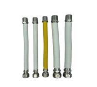 HM | Kit d'installation de chaudière avec 5 tuyaux flexibles en acier inoxydable 220-420 mm | Raccords MF pour eau et gaz | Version nu ou revêtue | Joints inclus (enduit, raccord gaz 1/2")