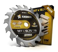 HM Lame de scie circulaire, 127 x 12,75, Z18, dents alternées, pour bois, découpe AMBOSS WERKZEUGE® Lame de scie, 127 mm, compatible avec Black & Decker D 984, D 985, D 2702, D 2712 SKIL 22501 B et