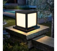 HMAKGG Borne Éclairage Extérieur, 15W LED Lampe de Pilier Extérieur, IP45 Étanche Lampadaire de Jardin avec Douille E27 & 3 Couleur, Potelet éclairage pour Chemins Terrasse Patio, Noir