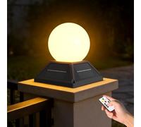 HMAKGG Borne Éclairage Extérieur Solaire, Lampe de Pilier Extérieur avec Télécommande & Minuterie, 3000-6000K, 2400mAh, IP65 Étanche Boule Borne Solaire Jardin pour Chemin, Portail, Terrasse, Noir