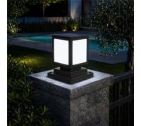HMAKGG Borne Solaire Extérieur Jardin Potelet LED IP45 6000K Noir | Borne Éclairage ABS PC noir 160 lm 12 LED autonomie 8-12 h pour pilier portail allée terrasse