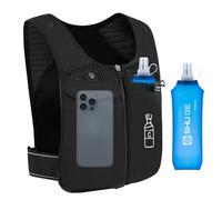 HMAKGG Gilet Hydratation Running Femme Homme, Gourde Souple 470ml, Sac Hydratation Running Femme, Gilet Course a Pied Léger, Ajustable, Réfléchissant Sac Trail pour Randonnée Marathon, Noir