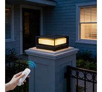 HMAKGG Lampe Solaire Exterieur Jardin - Borne Eclairage Exterieur LED avec Télécommande, 5400mAh, 3 Couleur, Etanche IP65 Lampadaire Solaire en Aluminium, Lampe Pilier pour Chemin, Noir, 800LM