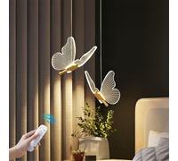 HMAKGG Lustre Papillon LED 12W Dimmable pour Chambre Enfant Dorée | Suspension Luminaire en Fer et Acrylique, 3000K-6000K, Télécommande/App, Hauteur 1,8 m, Chambre Fille, Bébé ou salon