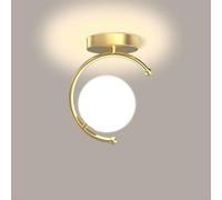 HMASNSEIY Lustre Or Noir Boule de Verre Plafonnier LED Plafonnier PostCafe Bar Plafonnier pour Salon Chambre Cuisine Couloir Entrée Foyer Lampe Suspendue (Couleur: Doré, Taille: Lumière Blanche)