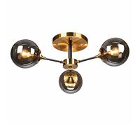 HMASNSEIY Lustres Plafonnier Moderne Semi-encastré avec Globe en Verre doré pour Couloir, Cuisine, Chambre à Coucher, Ferme (Gris fumée (3 lumières))