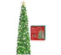 HMASYO Sapin de Noël Artificiel rétractable avec décorations, lumières et Paillettes colorées, pour Maison et Appartement, intérieur et extérieur - 150 cm