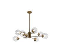 HMBEST 8 lumières Lustre îlot de Cuisine Moderne Lustre Verre Luminaire Suspension Boule pour Le Salon l'îlot de Cuisine et la Salle à Manger,Clear