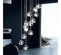 HMBEST Moderne Lustre en Cristal,Longue Suspension Luminaire D'Escalier à LED à Intensité Variable,pour Salon Salle À Manger Couloir Hall Escalier,3 Lights