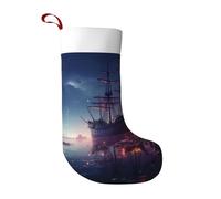 HMBGFW Bas de Noël mystérieux bateau pirate 45,7 cm pour décoration de Noël, parfait pour la décoration festive et le remplissage de cadeaux