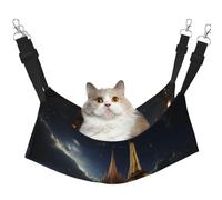 HMBGFW Hamac réversible à suspendre avec cathédrale de la Sainte Famille et Tour Eiffel pour chat - Doux et respirant - Lit suspendu double face pour petits chiens et lapins