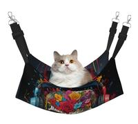 HMBGFW Hamac réversible à suspendre pour chat avec motif tête de mort, fleurs et musique avec lit double face pour petits chiens, lapins