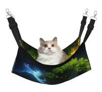 HMBGFW Hamac réversible à suspendre pour chat - Forêt de montagne sous la pluie - Hamac doux et respirant avec lit double face suspendu pour petits chiens et lapins
