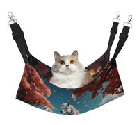 HMBGFW Hamac réversible à suspendre pour chat Motif étalon blanc sous le pêcher en fleurs - Hamac doux et respirant avec lit double face suspendu pour petits chiens et lapins