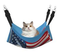 HMBGFW Hamac réversible pour chat avec drapeau américain dans un ciel bleu - Hamac à suspendre doux et respirant avec lit double face pour petits chiens et lapins