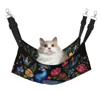 HMBGFW Magnifique hamac réversible à suspendre pour chat avec motif de paon dans les fleurs, doux et respirant avec lit double face à suspendre pour petits chiens et lapins
