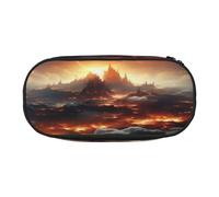 HMBGFW Magnifique trousse à crayons Volcanoes - Rose et noir - Motif imprimé complet - Tissu Oxford 300D