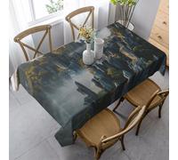 HMBGFW Nappe rectangulaire imperméable à imprimé complet, parfaite pour les fêtes, les mariages, 88,9 x 140,7 cm, forêt de pierres